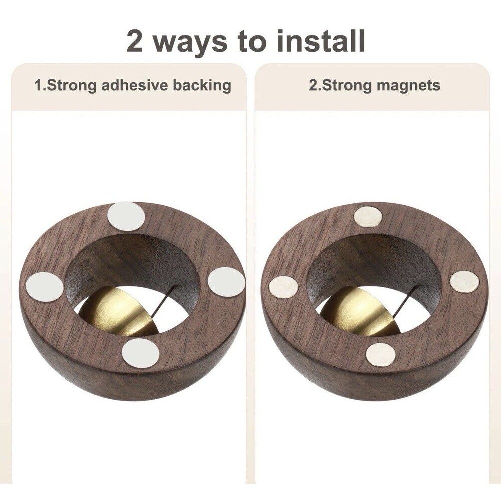 Shopkeepers Bell Wood Door Chime Hanging Magnetic Door Bell Brown Round - Picture 6 of 6